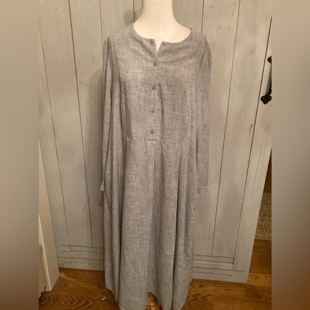 Zara Buttoned Long Marl Grey Long Midi Dress Size XL Soft & Breezy